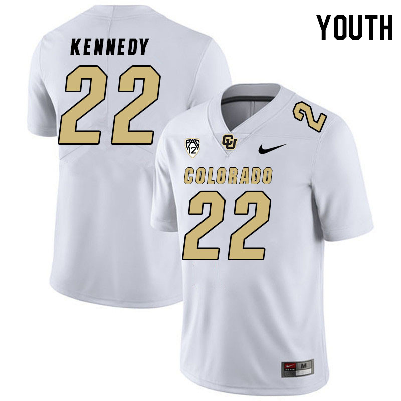 Youth #22 Demouy Kennedy Colorado Buffaloes College Football Jerseys Stitched Sale-White - Click Image to Close